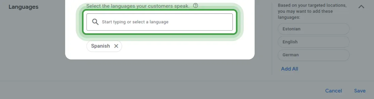 Choosing your location in Google Ads